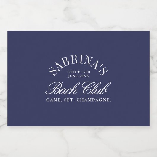 Elegante Navy Country Club Bachelorette Sparkling Wijnetiket (Enkel label)
