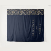 Elegante Navy Damast Wandkleed (Voorkant (horizontaal))
