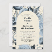 Elegante Navy Dusty Blue Arch Wedding Kaart (Voorkant)