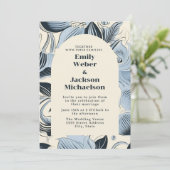 Elegante Navy Dusty Blue Arch Wedding Kaart (Staand voorkant)