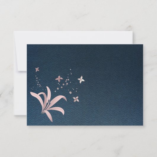 Elegante Navy & Dusty roos Bloemen Botanische kran Bedankkaart (Achterkant)