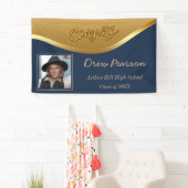 Elegante Navy en Blue Photo Afstuderen Banner (Insitu)