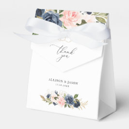 Elegante navy- en blush bloemige trouwgunstdoos bedankdoosjes
