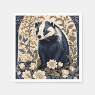 Elegante Navy en Crème Das Bloemmotief Servet
