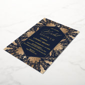 Elegante navy en echte gouden folie schriftletters folie uitnodiging (Gedraaid)