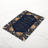 Elegante navy en echte gouden folie script baby br uitnodiging (Gedraaid)