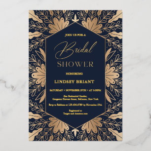 Elegante navy en echte gouden folie script lettert uitnodiging