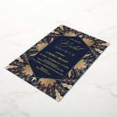 Elegante navy en echte gouden folie script lettert uitnodiging (Gedraaid)