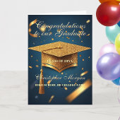 Elegante Navy en Gold Afstuderen Celebration Kaart