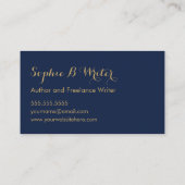 Elegante Navy en Gold Starry Schrijvers Visitekaartje (Achterkant)