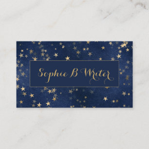 Elegante Navy en Gold Starry Schrijvers Visitekaartje