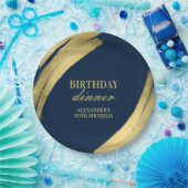 Elegante Navy en Gold Verjaardag Dinner Paper Bord (Feest)