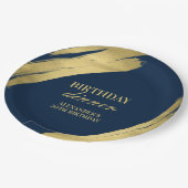 Elegante Navy en Gold Verjaardag Dinner Paper Bord (Gekanteld)