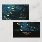 Elegante Navy en Goud Marmeren Stijl Ontwerp Visitekaartje (Voorkant / Achterkant)