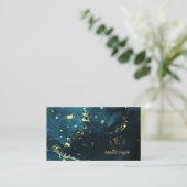 Elegante Navy en Goud Marmeren Stijl Ontwerp Visitekaartje (Staand voorkant)