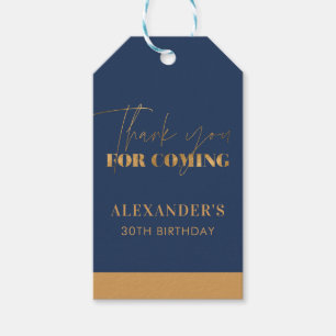Elegante Navy en Goud Verjaardag Bedankt Cadeaulabel