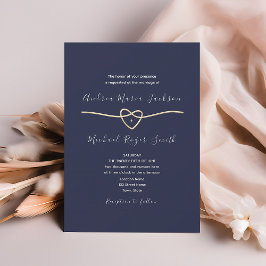 Elegante Navy en Gouden Touw Hart Kaart
