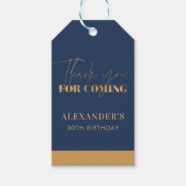 Elegante Navy en Gouden Verjaardag Bedankt Cadeaulabel