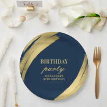 Elegante Navy- en gouden verjaardagsfeest papieren