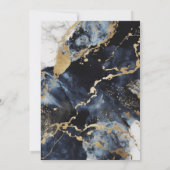 Elegante Navy en Gouden Waterverf Trendy Bruiloft Kaart (Achterkant)