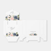 elegante navy- en roze bloemige trouwgunstdoos bedankdoosjes (Uitgevouwen)