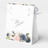 elegante navy- en roze bloemige trouwgunstdoos bedankdoosjes (Achterkant)