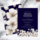 Elegante Navy en White Floral Vrijgezellenfeest Kaart
