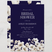 Elegante Navy en White Floral Vrijgezellenfeest Kaart