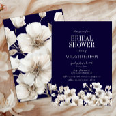 Elegante Navy en White Floral Vrijgezellenfeest Kaart