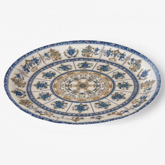 Elegante Navy en wit  papier Borden Papieren Bordje (Gekanteld)