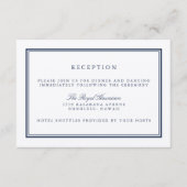 Elegante Navy- en witte huwelijksreceptie Informatiekaartje (Voorkant)