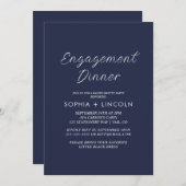 Elegante Navy Engagement Party / Uitnodiging voor  (Voorkant / Achterkant)