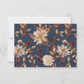 Elegante Navy Fall Leaves Floral RSVP Card (Achterkant)