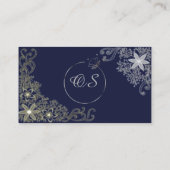 Elegante Navy Floral Visitekaartjes 9 (Achterkant)