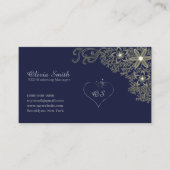 Elegante Navy Floral Visitekaartjes 9 (Voorkant)