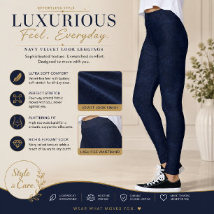 Elegante Navy Fluwelen Look Leggings Premium Stijl