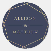 Elegante navy geometrische bruiloft sticker