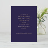 Elegante Navy gepersonaliseerde Save The Date kaar (Staand voorkant)