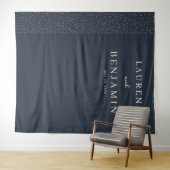 Elegante Navy Gestippelde Lijn Wandkleed (In Situ (horizontaal))