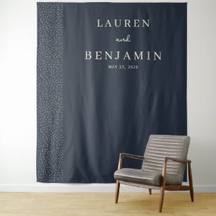Elegante Navy Gestippelde Lijn Wandkleed