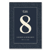 Elegante Navy Gestippelde Nummer Kaart (Achterkant)