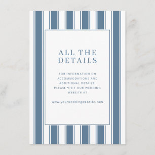 Elegante Navy Gestreepte Minimalist Informatiekaartje