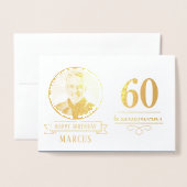 Elegante Navy & Gold 60e en legendarische verjaard Folie Kaarten (Voorkant met envelop)