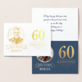 Elegante Navy & Gold 60e en legendarische verjaard Folie Kaarten (Display)