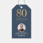 Elegante Navy & Gold 80e en legendarische verjaard Cadeaulabel (Achterkant)