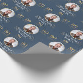 Elegante Navy & Gold 80e en legendarische verjaard Cadeaupapier (Hoek)