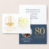 Elegante Navy & Gold 80e en legendarische verjaard Folie Kaarten (Display)
