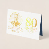 Elegante Navy & Gold 80e en legendarische verjaard Folie Kaarten (Voorkant)