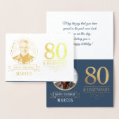 Elegante Navy & Gold 80e en legendarische verjaard Folie Kaarten (Display)