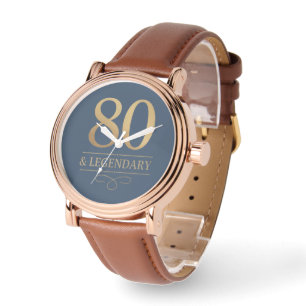 Elegante Navy & Gold 80e en legendarische verjaard Horloge